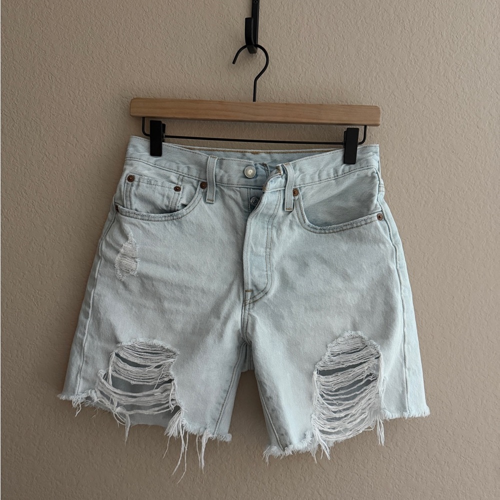 Levi’s 501 Distressed Light Wash Denim Shorts - Women